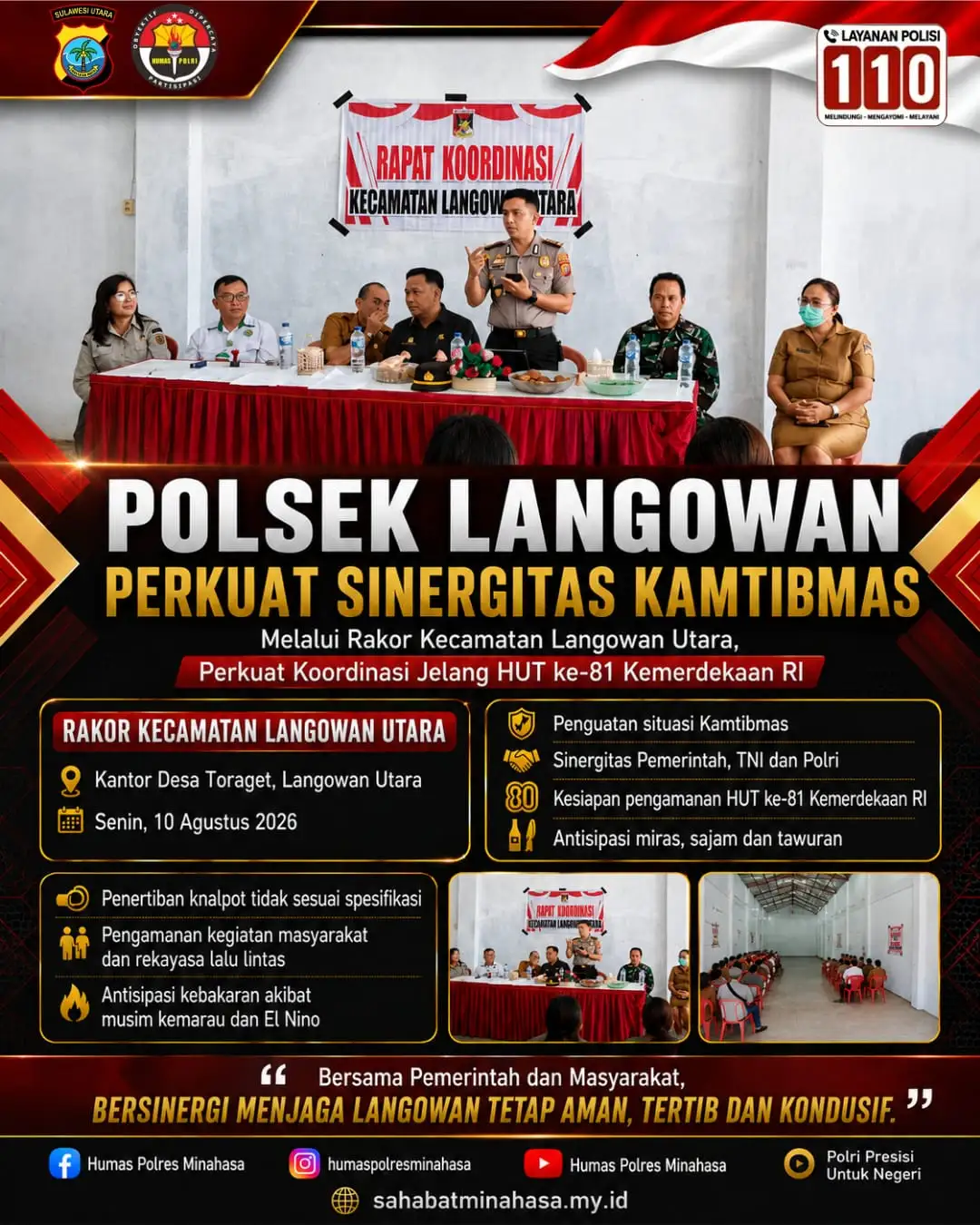 Polsek Langowan Perkuat Sinergitas Kamtibmas Melalui Rakor Kecamatan Langowan Utara